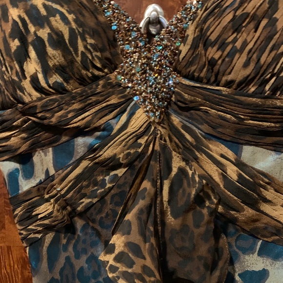 Brand new cache leopard/turquoise beaded dress - Picture 3 of 12